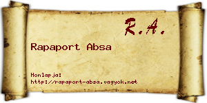 Rapaport Absa névjegykártya